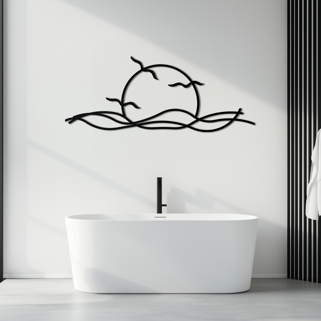 Sunset Metal Wall Art – Sunset Silhouette Steel Decor for Nature-Inspired Interiors- KAF331