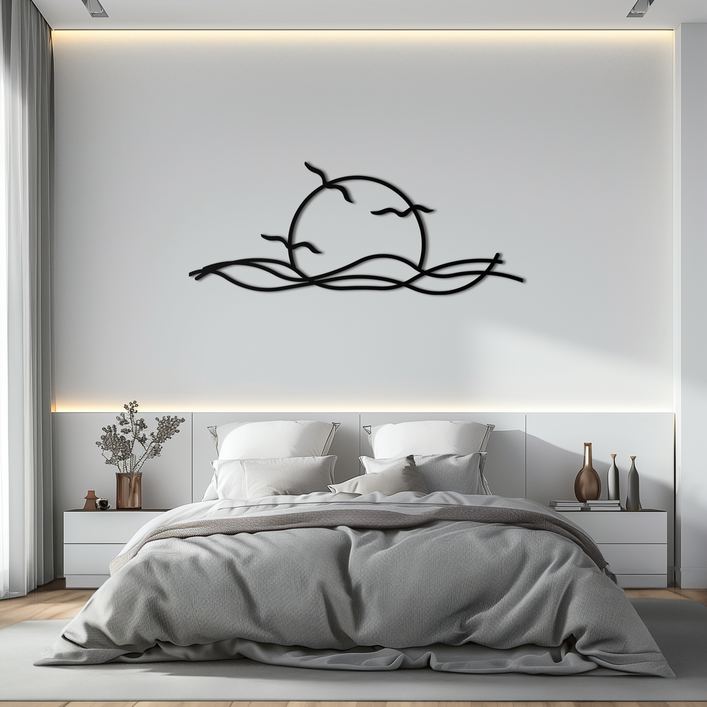 Sunset Metal Wall Art – Sunset Silhouette Steel Decor for Nature-Inspired Interiors- KAF331