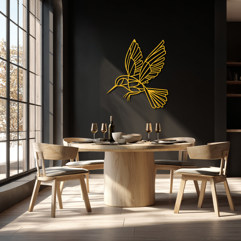 Hummingbird Metal Wall Art – Delicate Bird Silhouette Steel Decor for Nature-Inspired Interiors- KAF339