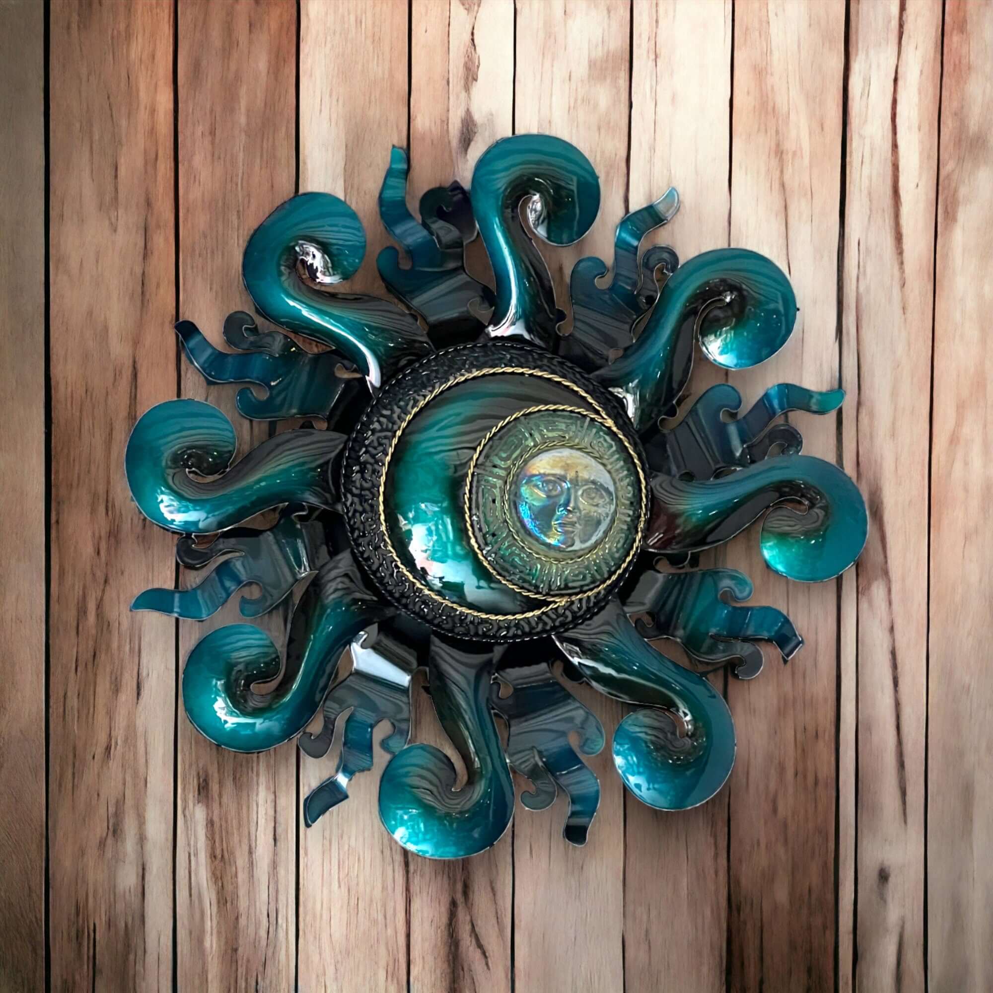 Vibrant Sun Wall Art | 24-Inch Mexican Metal Decor